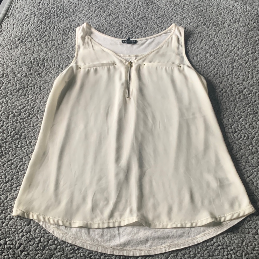 Express Cream Zip-Front Tank Top